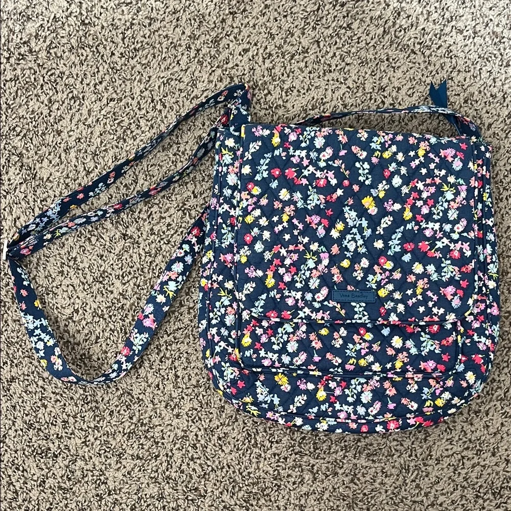 Vera Bradley Navy Floral Crossbody Messenger Bag - Picture 3 of 12